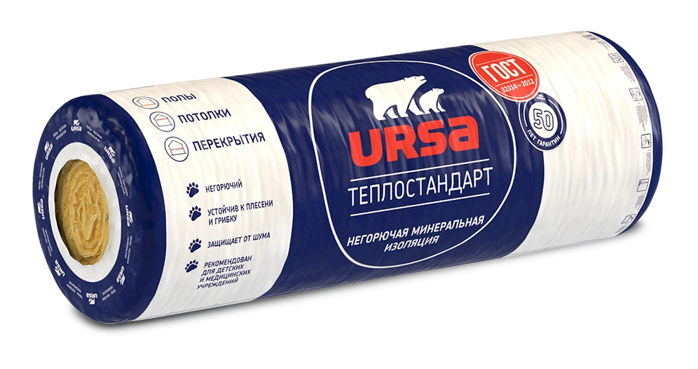 Изображение товара УРСА Теплостандарт 10-1220-6560-100 (8кв.м/0,8куб.м)(уп-1шт/пал-36шт)(9-11кг/м3)х в Миди Лтд