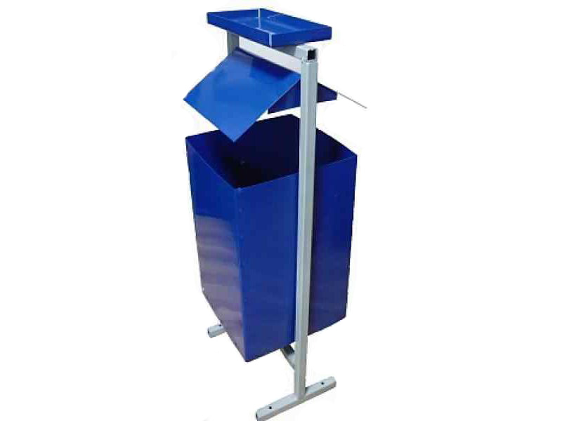 Урна У-2 квадратная с пепельницей синяя металл - фото в Миди Лтд Изображение товара Урна У-2 квадратная с пепельницей синяя металл в Миди Лтд