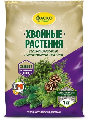 Удобрение минеральное ФАСКО Хвойные 1кг (20шт/уп) - фото в Миди Лтд Изображение товара Удобрение минеральное ФАСКО Хвойные 1кг (20шт/уп) в Миди Лтд