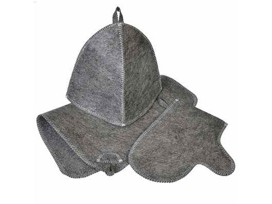 Изображение товара Набор банный 3 предмета (шапка,варежка,коврик) цвет Серый (30шт/кор) в Миди Лтд