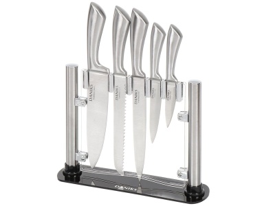 Набор ножей кухонных нерж сталь 6 предметов с подставкой акрил Daniks Урбан (6шт/уп) - фото в Миди Лтд Изображение товара Набор ножей кухонных нерж сталь 6 предметов с подставкой акрил Daniks Урбан (6шт/уп) в Миди Лтд