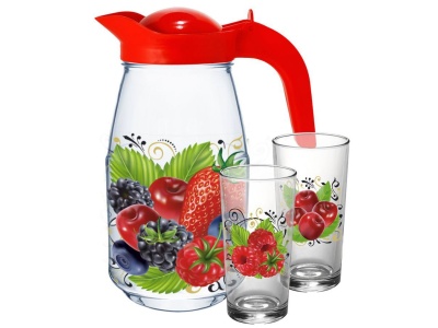 Набор для воды Ягодный фреш 3пр (кувшин +стакан 2шт) (4шт/уп) Х - фото в Миди Лтд Изображение товара Набор для воды Ягодный фреш 3пр (кувшин +стакан 2шт) (4шт/уп) Х в Миди Лтд
