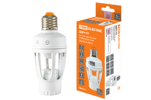 Датчик движения в патрон ДДПт-01 60Bт 10-300с 6м 3+Лк IP20 TDM - фото в Миди Лтд Изображение товара Датчик движения в патрон ДДПт-01 60Bт 10-300с 6м 3+Лк IP20 TDM в Миди Лтд