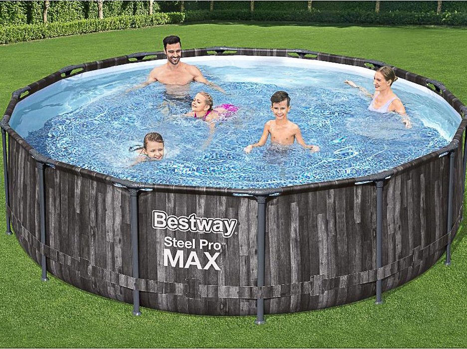 Бассейн каркасный с фильтр-насосом, лестницей и чехлом BESTWAY Steel Pro max 427*107см 6473л 5614Z - фото в Миди Лтд Изображение товара Бассейн каркасный с фильтр-насосом, лестницей и чехлом BESTWAY Steel Pro max 427*107см 6473л 5614Z в Миди Лтд