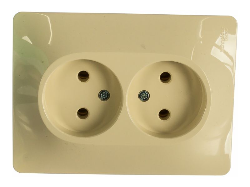 Розетка Schneider Glossa 2-ая 16А б/з в сборе бежевая - фото в Миди Лтд Изображение товара Розетка Schneider Glossa 2-ая 16А б/з в сборе бежевая в Миди Лтд