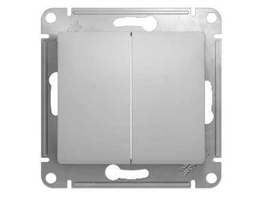 Изображение товара Выключатель 2-кл Schneider Glossa 10А алюминевый в Миди Лтд
