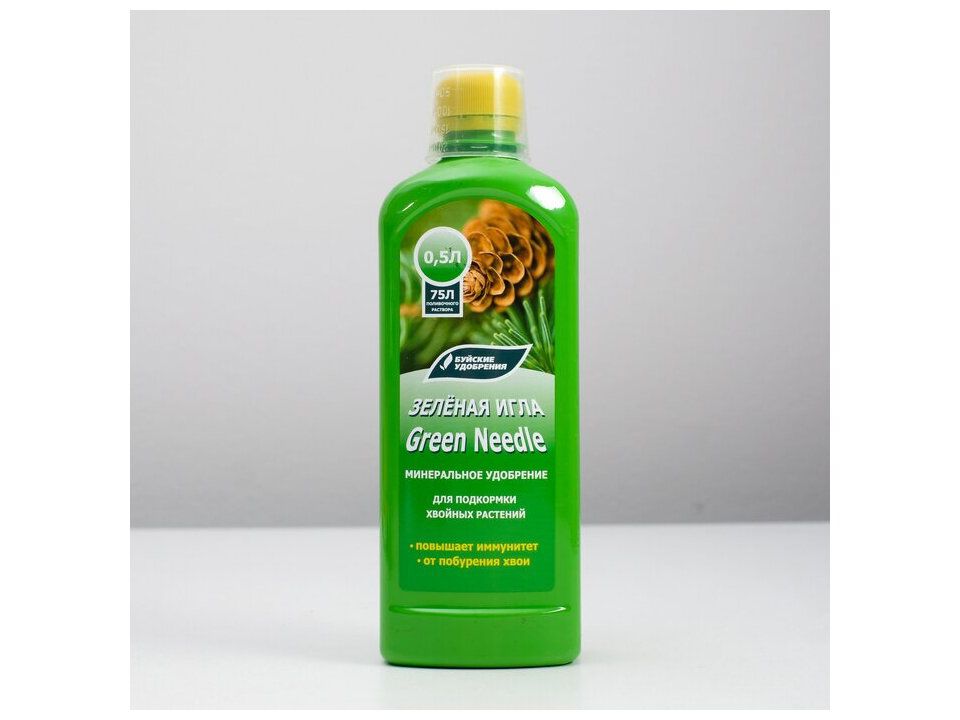 Удобрение Зеленая игла жидкое концентрированное 0,5л - фото в Миди Лтд Изображение товара Удобрение Зеленая игла жидкое концентрированное 0,5л в Миди Лтд
