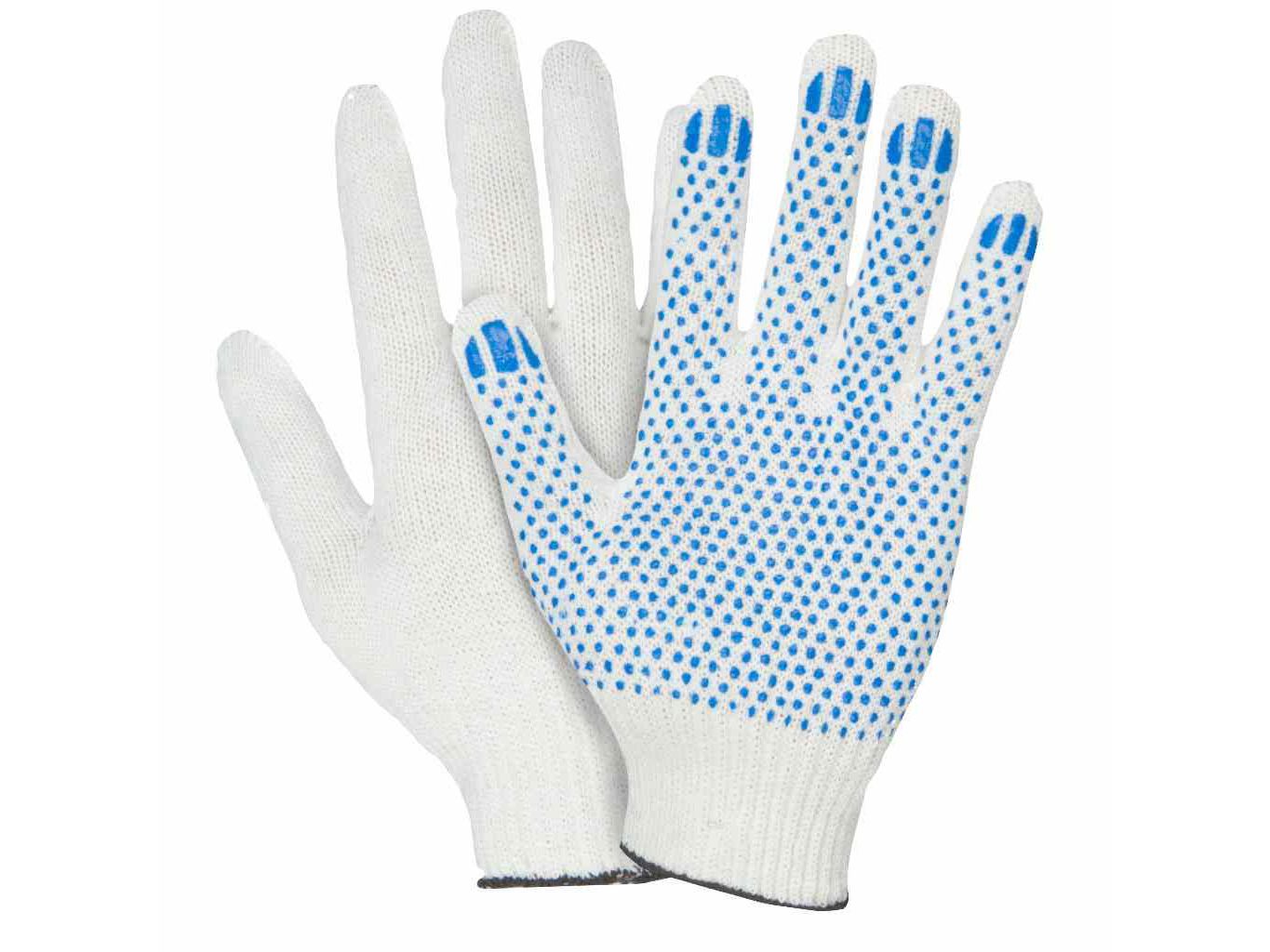 Изображение товара Перчатки х/б 4 нити ПВХ Точка Белые (10шт/уп) (200шт/меш) в Миди Лтд