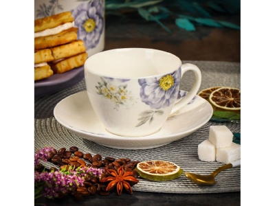 Изображение товара Чайный набор керамика 2 предмета белый 280мл Daniks Флорина (36шт/уп) Х в Миди Лтд