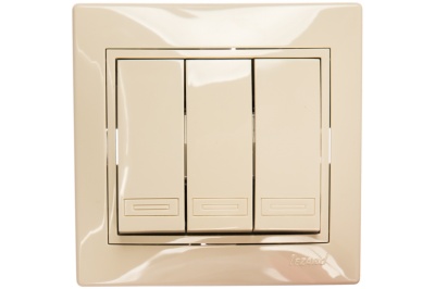 Выключатель 3-кл LEZARD Мира крем со вставкой - фото в Миди Лтд Изображение товара Выключатель 3-кл LEZARD Мира крем со вставкой в Миди Лтд