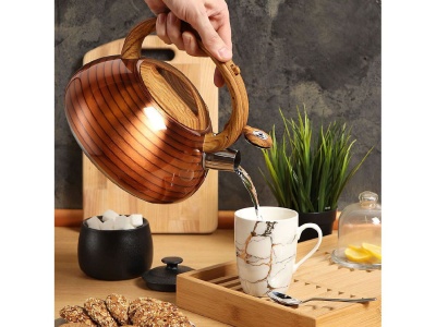 Чайник нерж сталь 3л (DSC-8797) со свистком ручка с силиконовым покрытием индукция зеркальный  - фото в Миди Лтд Изображение товара Чайник нерж сталь 3л (DSC-8797) со свистком ручка с силиконовым покрытием индукция зеркальный  в Миди Лтд