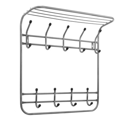 Изображение товара Вешалка настенная Комфорт 2-х ярусная серый металлик 5/4 крючка (2шт/уп) в Миди Лтд