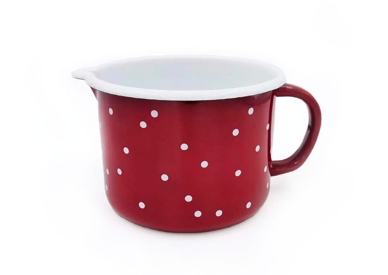 Изображение товара Кружка вишневая эмаль с носиком 0,6 литра White dots С-0105БСЛ/8Вш (6шт/уп) Х в Миди Лтд