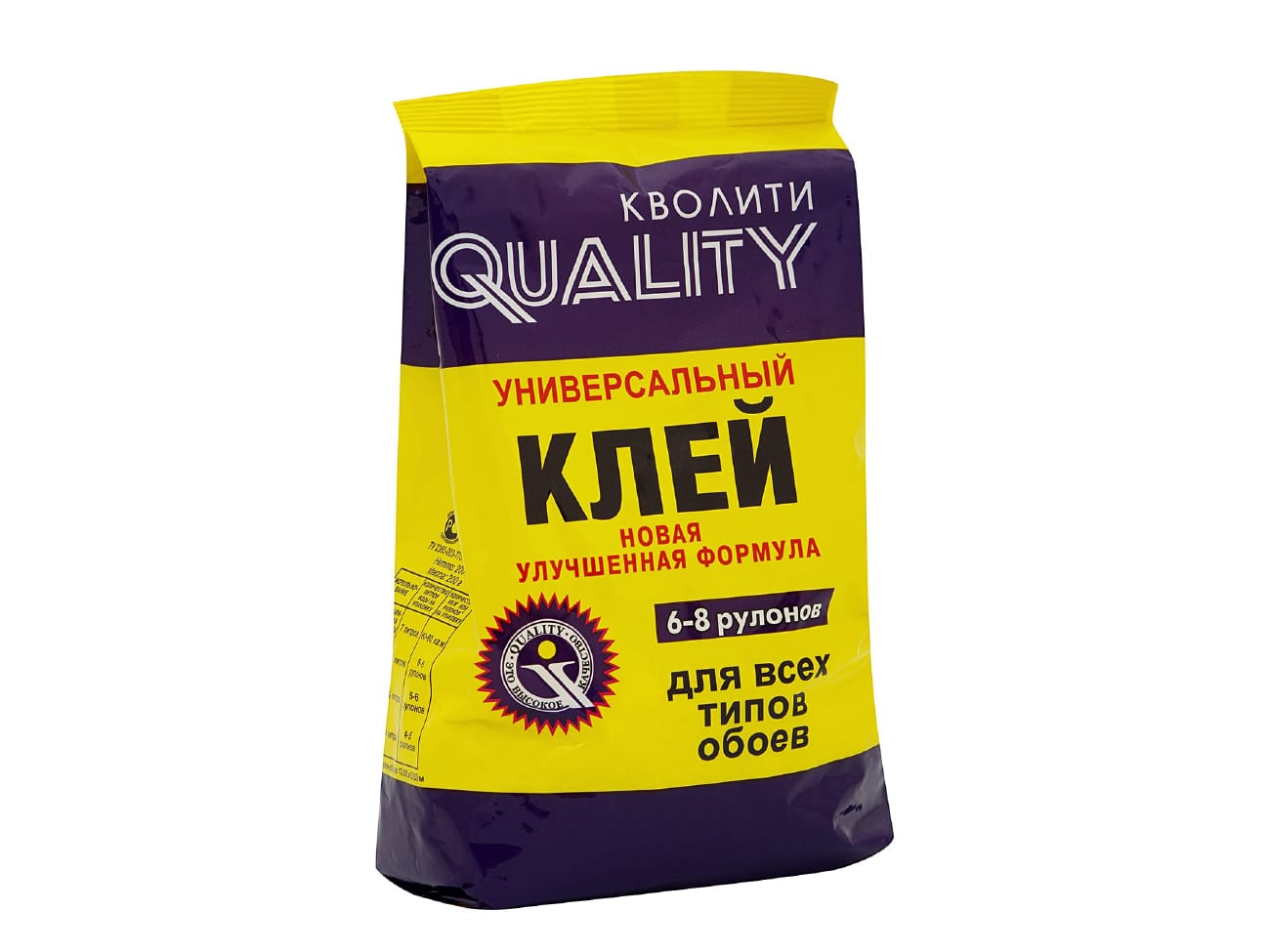 Клей обойный универсальный "Quality" 150гр в мягкой пачке (30шт/уп) - фото в Миди Лтд Изображение товара Клей обойный универсальный "Quality" 150гр в мягкой пачке (30шт/уп) в Миди Лтд