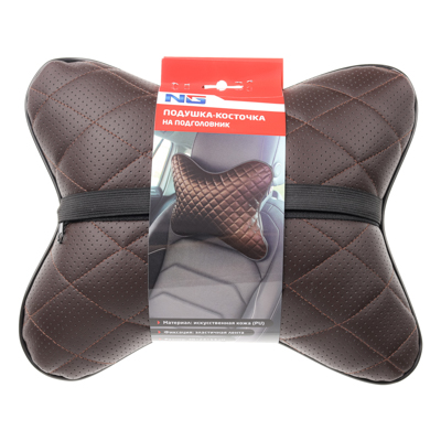 Подушка-косточка на подголовник искусственная кожа 30*24*13см Коричневая NEW GALAXY (6шт/кор) - фото в Миди Лтд Изображение товара Подушка-косточка на подголовник искусственная кожа 30*24*13см Коричневая NEW GALAXY (6шт/кор) в Миди Лтд