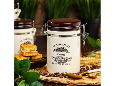 Банка для сыпучих продуктов доломит 0,55л с крышкой Daniks Кафе (36шт/уп) - фото в Миди Лтд Изображение товара Банка для сыпучих продуктов доломит 0,55л с крышкой Daniks Кафе (36шт/уп) в Миди Лтд