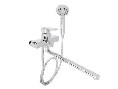 Смеситель для ванны с прямым изливом с душ набором латунь RAIN Кремний - фото в Миди Лтд Изображение товара Смеситель для ванны с прямым изливом с душ набором латунь RAIN Кремний в Миди Лтд