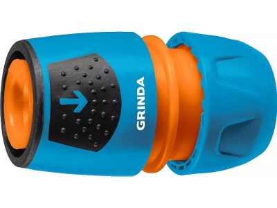 Соединитель универсальный GRINDA  TU-A для шланга с автостопом 1/2"-3/4" ударопрочный пластик с TPR - фото в Миди Лтд Изображение товара Соединитель универсальный GRINDA  TU-A для шланга с автостопом 1/2"-3/4" ударопрочный пластик с TPR в Миди Лтд