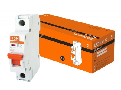 Автоматический выключатель ВА47-29 1Р 2А 4,5кА х-ка С TDM - фото в Миди Лтд Изображение товара Автоматический выключатель ВА47-29 1Р 2А 4,5кА х-ка С TDM в Миди Лтд