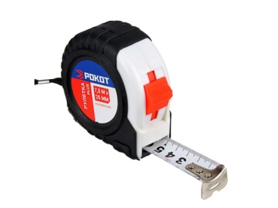 Рулетка  7,5м*25мм РОКОТ карманная PLUS (12шт/уп) - фото в Миди Лтд Изображение товара Рулетка  7,5м*25мм РОКОТ карманная PLUS (12шт/уп) в Миди Лтд