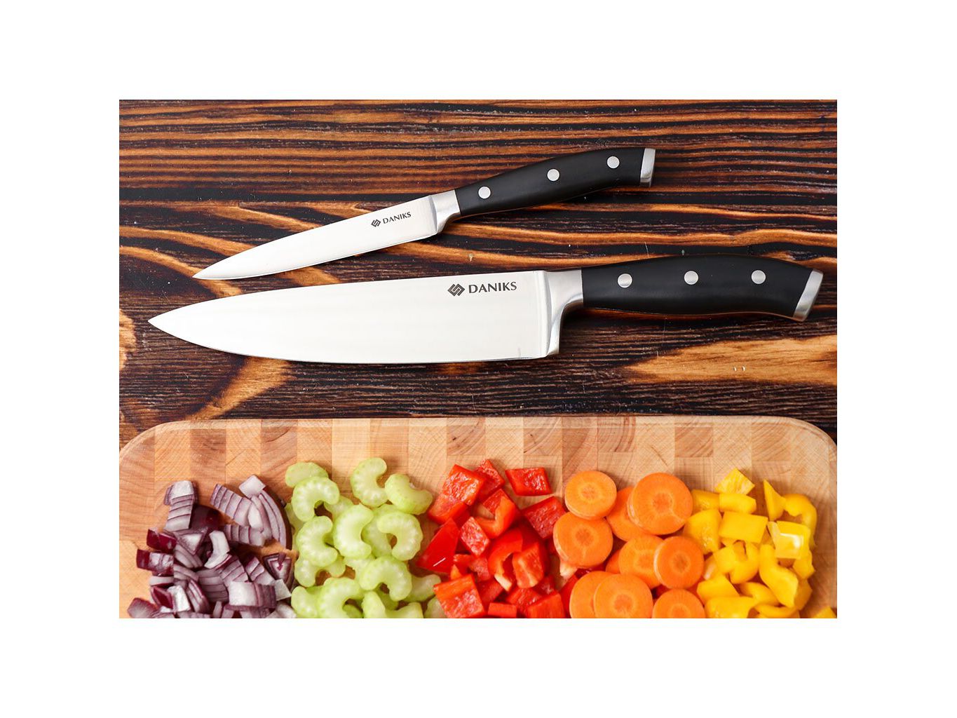 Изображение товара Набор ножей кухонных нерж сталь 2 предмета Daniks Блэк (36шт/уп) в Миди Лтд