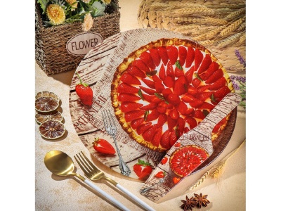 Изображение товара Блюдо стекло круглое с лопаткой 30см Daniks Клубничный пирог (12шт/уп) в Миди Лтд