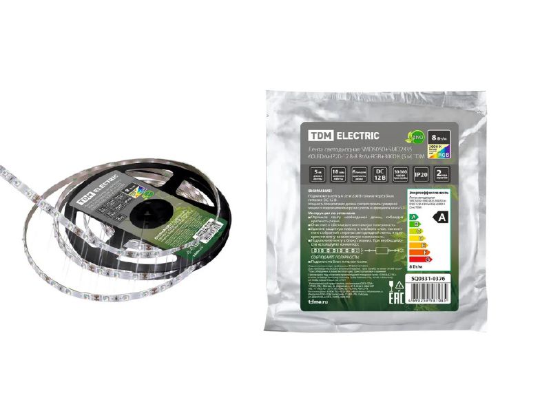 Лента светодиодная SMD5050+SMD2835 60LED/м IP20 12B 8Вт/м RGB+3000K 5м TDM - фото в Миди Лтд Изображение товара Лента светодиодная SMD5050+SMD2835 60LED/м IP20 12B 8Вт/м RGB+3000K 5м TDM в Миди Лтд