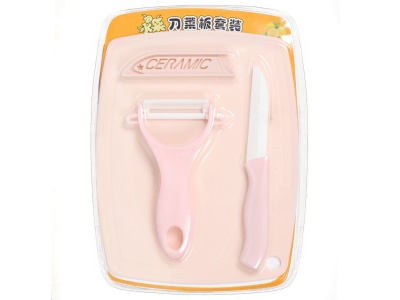 Набор ножей кухонных керамика 3 предмета (нож, овощечистка, доска пластик) розовый Daniks (100шт/уп) - фото в Миди Лтд Изображение товара Набор ножей кухонных керамика 3 предмета (нож, овощечистка, доска пластик) розовый Daniks (100шт/уп) в Миди Лтд