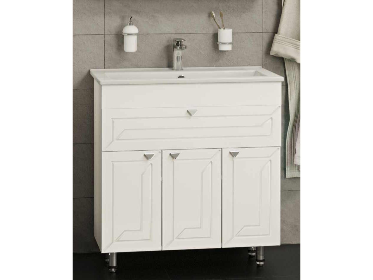 Изображение товара Тумба для ванной "Лацио" 80 белый с умывальником "Como" 80 в Миди Лтд