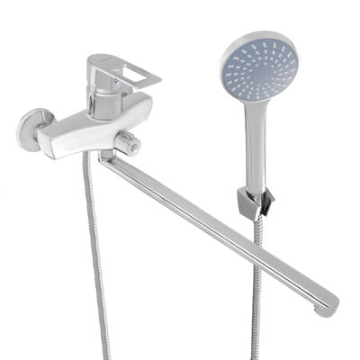 Смеситель для ванны СоюзКран с душем прямой излив однорычажный 40см SK08-P125 хром - фото в Миди Лтд Изображение товара Смеситель для ванны СоюзКран с душем прямой излив однорычажный 40см SK08-P125 хром в Миди Лтд