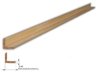 Изображение товара Уголок сорт А-А 25*25*3м (40шт/уп) в Миди Лтд