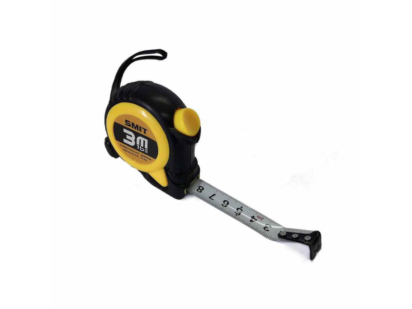 Рулетка  3м*16мм SMIT прорезиненая противоударная (12шт/уп)(120шт/кор) - фото в Миди Лтд Изображение товара Рулетка  3м*16мм SMIT прорезиненая противоударная (12шт/уп)(120шт/кор) в Миди Лтд