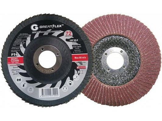 Изображение товара Диск лепестковый торцевой GREATFLEX 125*22,2 Р120 72 лепестка в Миди Лтд