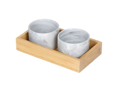 Набор для сервировки керамика (блюдо 2шт 200мл) Daniks бамбуковая подставка (48шт/уп) - фото в Миди Лтд Изображение товара Набор для сервировки керамика (блюдо 2шт 200мл) Daniks бамбуковая подставка (48шт/уп) в Миди Лтд