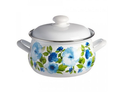 Изображение товара Кастрюля эмаль белая 2,0л Синий лен С-3910АП2/4 (4шт/уп) Х в Миди Лтд