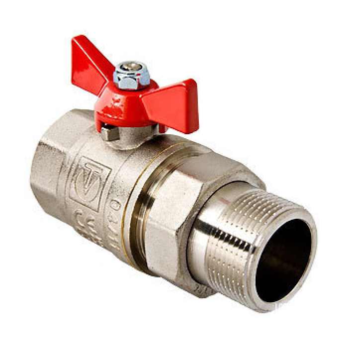 Изображение товара Кран шаровой американка 1 1/4" бабочка прямой латунь VALTEC     в Миди Лтд