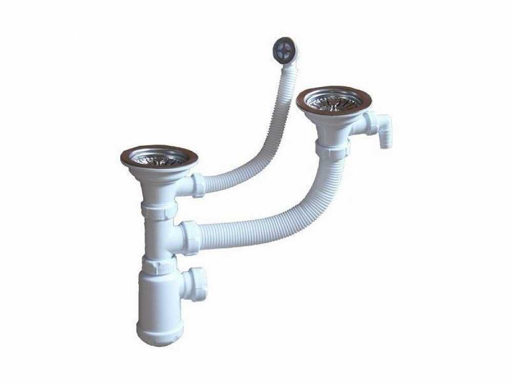 Изображение товара Сифон Grand для чаши из искуственного камня (2 чаши) "3 1/2" с отводом 391-11-24 в Миди Лтд