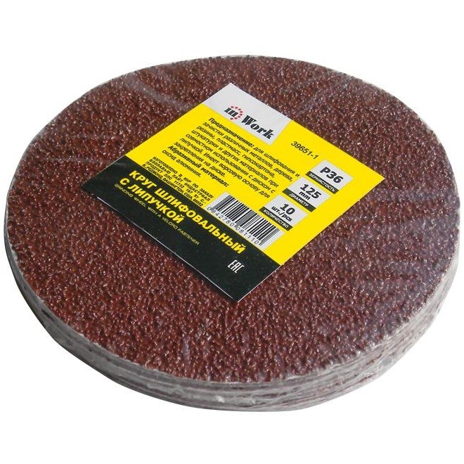 Изображение товара Круг шлифовальный FIT сплошной (липучка) алюминий-оксидные 125мм Р80 (5шт/уп) в Миди Лтд