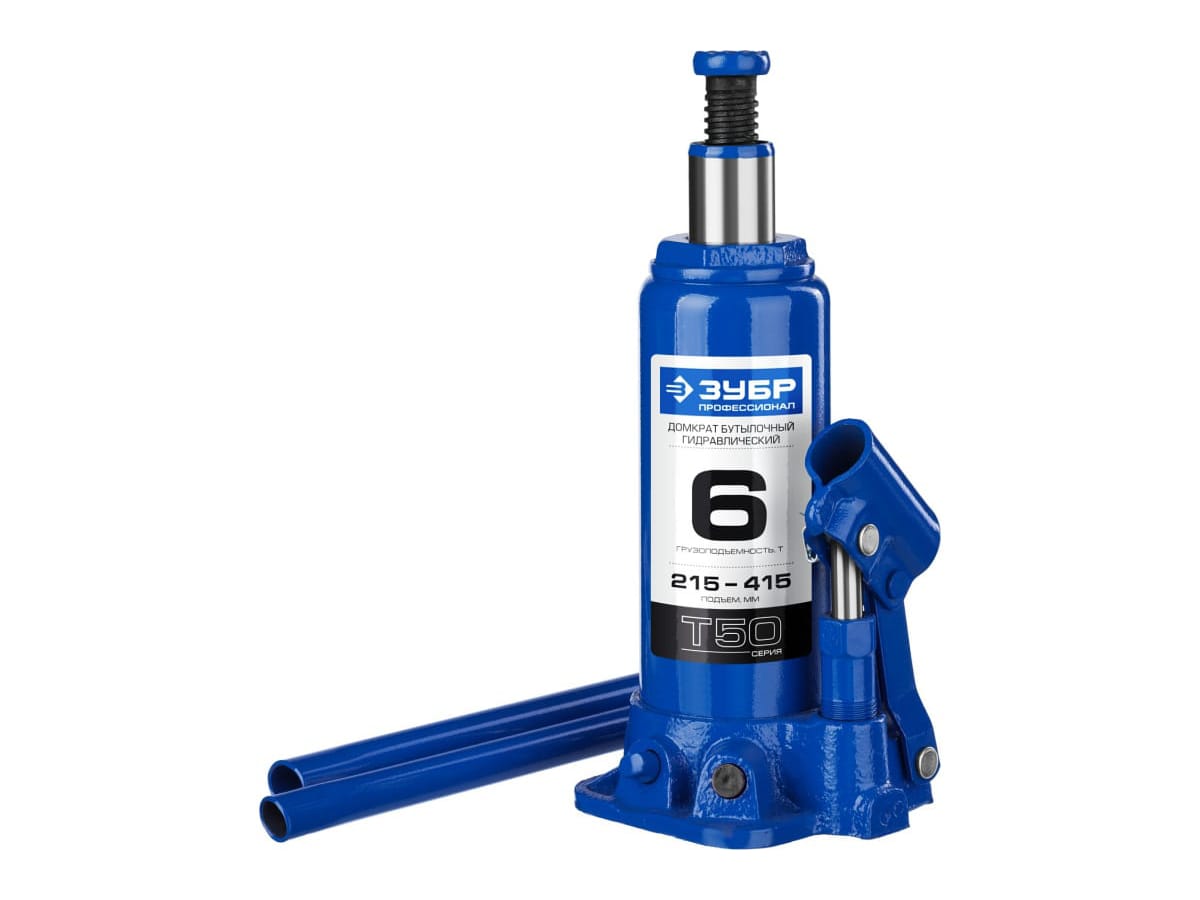 Изображение товара Домкрат гидравлический бутылочный 6т высота подъема 215-415мм в кейсе ЗУБР (4шт/кор) Х в Миди Лтд