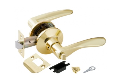 Замок ручка Золото с фиксатором 6020 РВ-В - фото в Миди Лтд Изображение товара Замок ручка Золото с фиксатором 6020 РВ-В в Миди Лтд