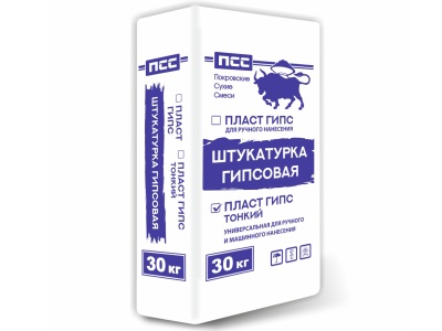 Штукатурка гипсовая ПСС Пласт Гипс Тонкий МН 30 кг  (40шт/пал) - фото в Миди Лтд Изображение товара Штукатурка гипсовая ПСС Пласт Гипс Тонкий МН 30 кг  (40шт/пал) в Миди Лтд