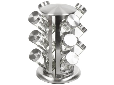 Изображение товара Набор для специй стекло нерж сталь 12шт на подставке серебристый Y4-5662 (9шт/уп) Х в Миди Лтд