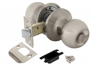 Замок шар Никель матовый с фиксатором PUNTO 6072 SN-B - фото в Миди Лтд Изображение товара Замок шар Никель матовый с фиксатором PUNTO 6072 SN-B в Миди Лтд