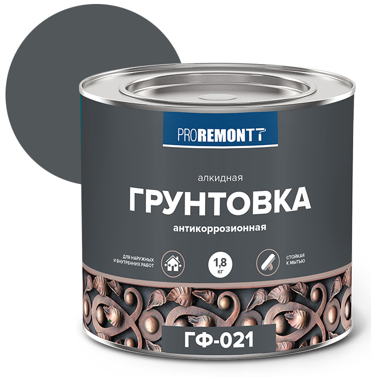 Изображение товара Грунт ГФ-021 PROREMONTT серый 1,8кг (3шт/уп; 264шт/пал) в Миди Лтд