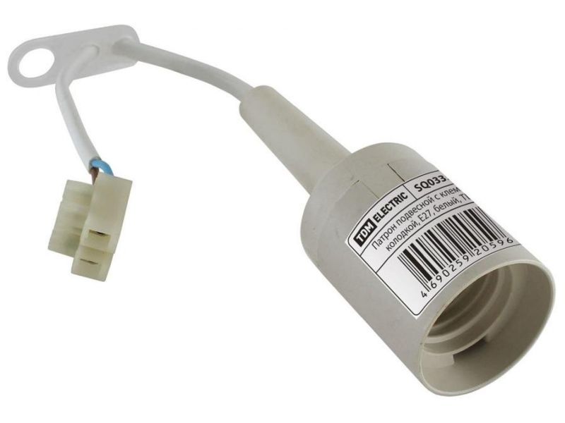 Патрон Е27 подвесной с клеммной колодкой белый TDM - фото в Миди Лтд Изображение товара Патрон Е27 подвесной с клеммной колодкой белый TDM в Миди Лтд