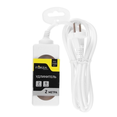 Изображение товара Удлинитель 2 гнезда евророзетка 1500Вт 2м FORZA (50шт/кор) в Миди Лтд