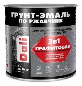 Грунт-эмаль по ржавчине Графитовая DALI черный 2л (3шт/уп; 234шт/пал) - фото в Миди Лтд Изображение товара Грунт-эмаль по ржавчине Графитовая DALI черный 2л (3шт/уп; 234шт/пал) в Миди Лтд
