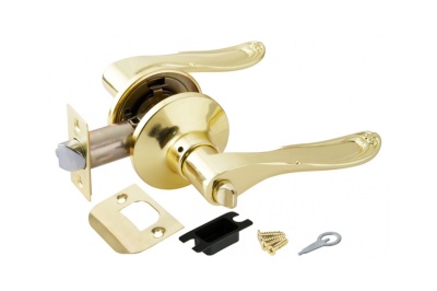 Замок ручка Золото с фиксатором 6030 РВ-B - фото в Миди Лтд Изображение товара Замок ручка Золото с фиксатором 6030 РВ-B в Миди Лтд