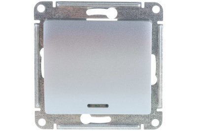 Выключатель 1-кл с индикацией Schneider Glossa 10А алюминевый - фото в Миди Лтд Изображение товара Выключатель 1-кл с индикацией Schneider Glossa 10А алюминевый в Миди Лтд