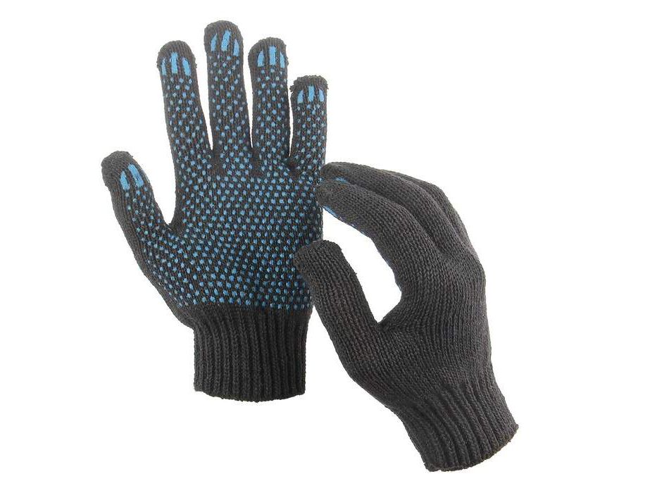 Изображение товара Перчатки х/б 4 нити ПВХ Точка Черные (10шт/уп)(300шт/меш) в Миди Лтд